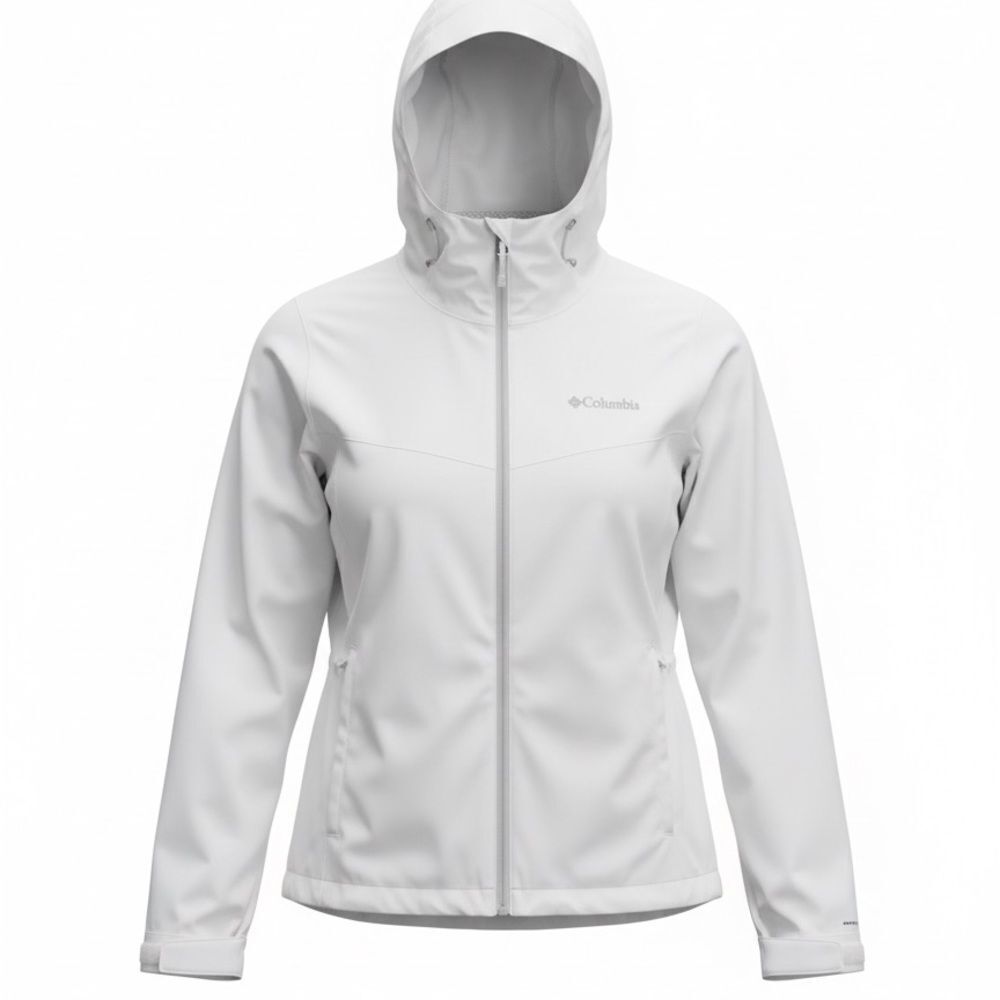COLUMBIA WOMENS WINDBREAKER RAIN JACKET SIZE S/P LIGHT GRAY WHITE